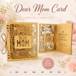 Mother's Day Greeting Card Laser Cut Files, SVG DXF PDF Bundle, Handmade Card Download - Image 2