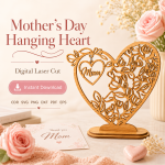 Hanging Heart Laser Cut Files, SVG DXF PDF Bundle, Mother's Day Keepsake Ornament Download - Image 2