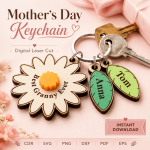 Mother’s Day Keychain SVG Bundle, Laser Cut Mom Keepsake, Personalized Gift for Mother - Image 2