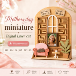 Miniature Mother's Day Laser Cut Files, SVG DXF PDF Bundle, Handmade Gift Decor Download - Image 2