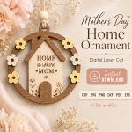 Mother's Day Ornament Laser Cut Files, SVG DXF PDF Bundle, Family Keepsake Download - Image 2