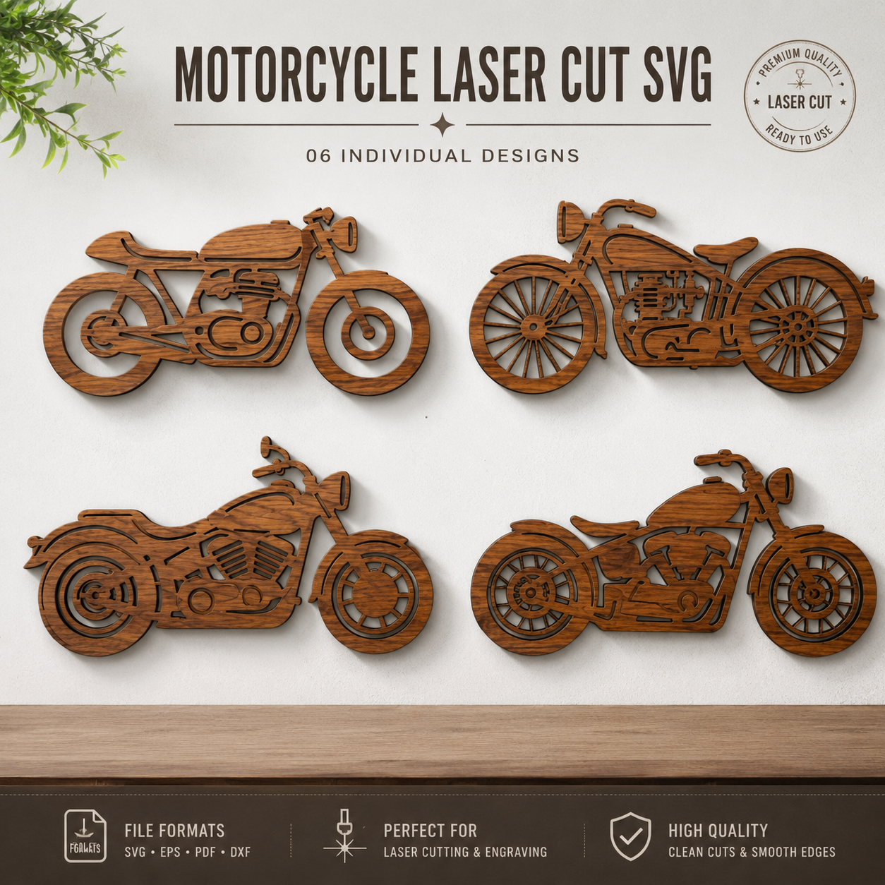 1 Motorcycle SVG Bundle, Laser Cut Motorcycle Files, Woodworking CNC Patterns, DXF EPS PDF SVG, Digital Download - Image 1