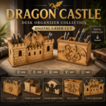 Dragon Desk Organizer SVG Bundle, Fantasy Desk Storage Laser Cut Files, Instant Download