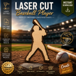 Baseball Player SVG Bundle, Laser Cut Baseball Silhouette, Sports Decor SVG, DXF EPS PNG Files for CNC, Glowforge, Cricut, Instant Download
