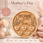 Mother's Day Gift for Mom | Personalized Wooden Sign Laser Cut File | Instant Download - Image 2