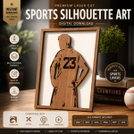 Sports Player Silhouette SVG Laser Cut File | Layered Wood Wall Art | Digital Download | DXF EPS PNG PDF | Glowforge LightBurn CNC