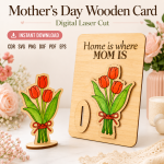 Mother's Day Gift for Mom | Wooden Greeting Card Laser Cut File | SVG DXF PDF EPS PNG CDR Download - Image 2