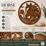 Horse Wall Art SVG Laser Cut File | Layered Horse Head Wood Design | Rustic Farmhouse Decor | CNC Glowforge Template