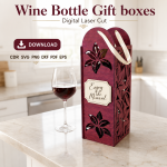 Wooden Wine Gift Box SVG | Laser Cut Wine Bottle Holder Template | Digital Download - Image 2