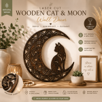 Cat Moon Laser Cut File SVG | Wooden Cat Wall Art Design | Mandala Moon Wall Decor | CNC DXF EPS AI PNG | Digital Download