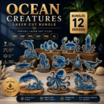 Ocean Life Laser Cut Files, SVG DXF PDF Bundle, Marine Animal Wall Art, DIY Wooden Decor