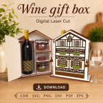 Wooden Wine Gift Box Template | Wine Bottle Holder SVG | Laser Cut File for Glowforge - Image 2