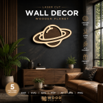 Laser Cut Saturn Planet SVG | Wooden Space Wall Decor File | CNC Router Template | Glowforge SVG DXF EPS PNG PDF AI Bundle