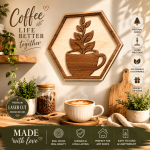 Coffee Wall Decor SVG | 3D Layered Coffee Cup Laser Cut File | Farmhouse Kitchen Sign | Glowforge Wood Craft Template