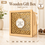 Wooden Gift Box Laser Cut File | Keepsake Box SVG Template | CDR SVG PNG DXF PDF EPS | Digital Download - Image 2