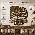 250th Anniversary USA Eagle Wood Wall Art, 1776-2026 Patriotic American Flag Decor, Layered Wooden Sign, Laser Cut Home Decor, Veteran Gif