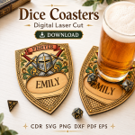 Dice Coaster SVG Bundle | Dungeons and Dragons Coasters Laser Cut File | Digital Download - Image 2