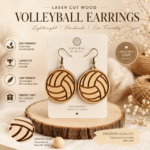 olleyball Gift for Her, Wooden Volleyball Earrings, Laser Cut Earrings, Volleyball Team Gift, Athlete Jewelry, Sports Fan Accessories