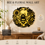 n khác: Bee Flower Wall Art SVG | Layered Laser Cut Bee Design | Glowforge CNC Wood Sign | Floral Mandala Digital File