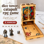 Dice Tower & Catapult SVG | DND Dice Launcher Laser Cut File | RPG Gaming Accessory Download - Image 2