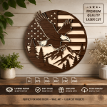 Bald Eagle American Flag Layered SVG | Patriotic Eagle Wood Sign Laser Cut File | USA Wall Art SVG | CNC DXF Laser Engraving | 3D Layered Wood Decor
