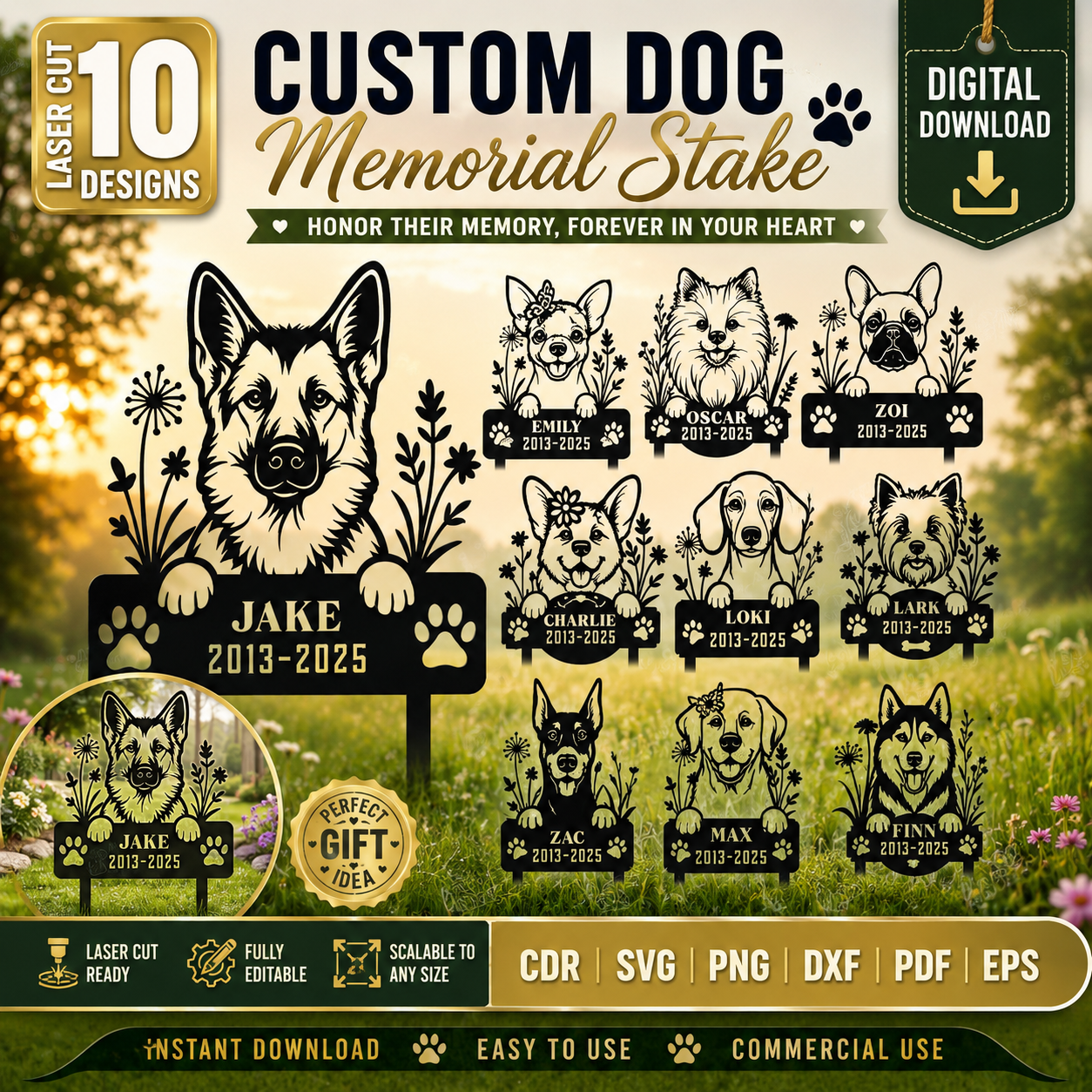 1 Custom Dog Memorial Stake, Personalized Pet Loss Garden Sign, Dog Grave Marker, Rainbow Bridge Sympathy Gift, Outdoor Pet Memorial Yard Decor - Image 1