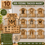 Dog Feeding Tracker Magnet SVG | Pet Care Reminder Laser Cut File | Dog Food Schedule Magnet | Puppy Meal Tracker | CNC Glowforge Digital Download