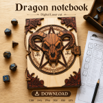 Dragon Notebook Laser Cut File | Fantasy Journal Cover SVG | Digital Download - Image 2