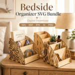 Laser Cut Bedside Organizer SVG, Nightstand Caddy DXF Files, Wooden Phone Holder Desk Storage, Glowforge CNC Digital Download
