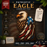 American Eagle Layered SVG | Patriotic Wood Laser Cut File | Bald Eagle SVG | Glowforge CNC Design | DXF EPS PDF PNG