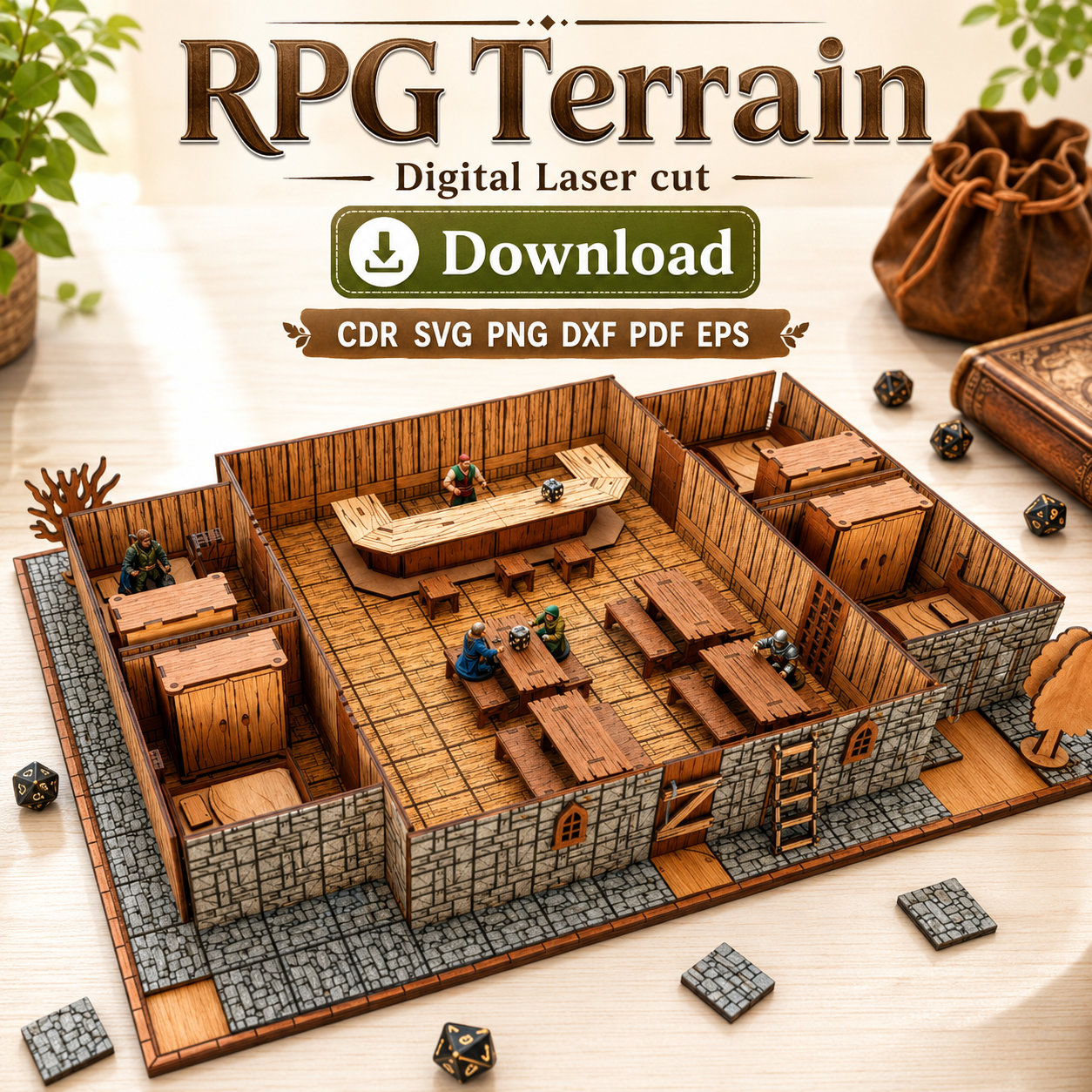1 RPG Terrain Laser Cut File | DND Terrain SVG Template | Digital Download - Image 1