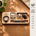 Dump Tray Laser Cut Files, SVG DXF PDF Bundle, Wooden Valet Tray Template, Instant Download - Image 2