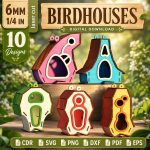 Birdhouse Laser Cut SVG Bundle, DIY Wooden Bird House Plans, Garden Decor CNC Files, Glowforge Ready Digital Download