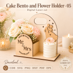 Cake Bento Box SVG | Flower Holder Laser Cut File | Gift Box Template | Digital Download