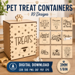 Pet Treat Containers Laser Cut SVG Bundle, Dog Cat Treat Jar Box, Pet Food Storage Template, Glowforge Ready CNC Files, DXF PDF EPS PNG