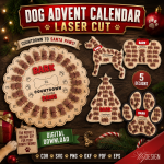 Dog Advent Calendar Laser Cut SVG, Christmas Dog Treat Countdown Calendar DXF, Pet Advent Box CNC Digital File
