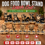 Dog Food Bowl Stand Laser Cut SVG | Elevated Pet Feeder CNC File | Wooden Raised Dog Bowl Holder Template | Pet Feeding Station DXF PDF EPS