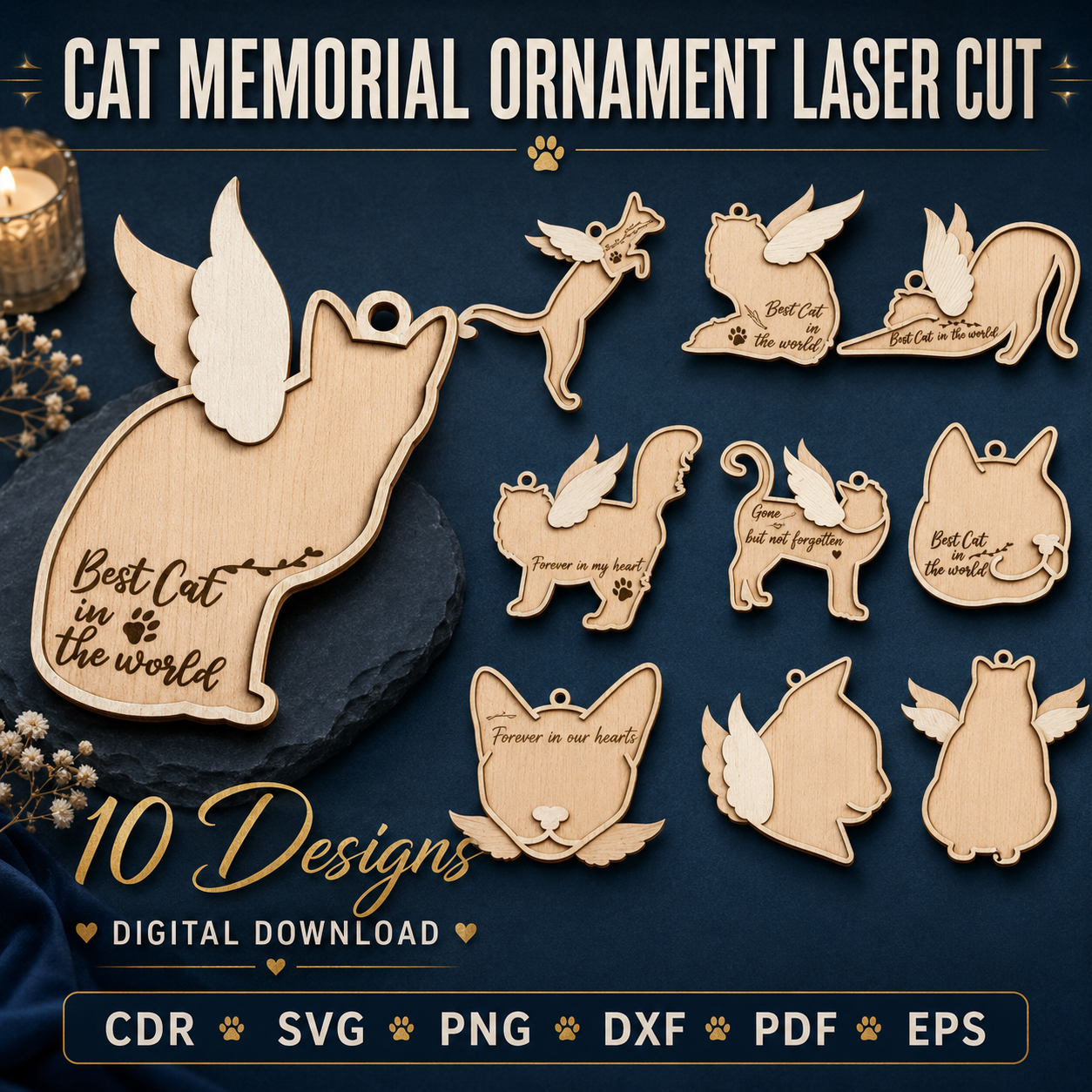 1 Cat Memorial Ornament Personalized | Pet Loss Sympathy Gift | Cat Remembrance Christmas Ornament | In Loving Memory Cat Keepsake | Custom Pet Memorial Decor - Image 1
