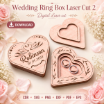 Wedding Ring Box 2 Laser Cut File | Ring Bearer Box SVG | Digital Download - Image 2