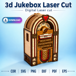 3D Jukebox Calendar Laser Cut File | Vintage Desk Calendar SVG | Digital Download