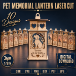 Pet Memorial Lantern Laser Cut File | Dog Cat Remembrance Candle Holder SVG | Personalized Pet Loss Sympathy Gift | Wooden Memorial Lantern CNC DXF PDF EPS
