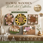 3D Flower Wall Art Laser Cut Files, SVG DXF PDF Bundle, Wooden Botanical Decor Template