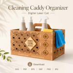 Cleaning Caddy Organizer Laser Cut SVG, Wooden Cleaning Supplies Holder CNC File, Storage Box DXF Digital Download