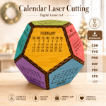 2026 Calendar SVG | Calendar Laser Design 2026 | Wooden Desk Calendar Laser Cut File | CDR SVG PNG DXF PDF EPS