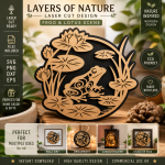 Frog Pond Layered SVG | Nature Laser Cut File | Wooden Frog Decor for Glowforge, CNC & Cricut