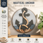 Coastal Mosaic Wall Art SVG | Anchor Laser Cut File | Nautical Layered Sign | Coastal Home Decor | CNC DXF EPS