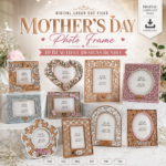 Mother's Day Picture Frame SVG Bundle, Laser Cut Photo Holder Files, Pe