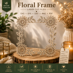 Floral Frame SVG for Laser Cutting, Sunflower Border Design, Wood Sign Frame Template, Glowforge CNC Cricut Files
