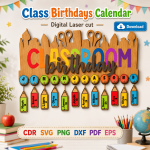Classroom Birthday Tracker SVG | Teacher Classroom Decor Laser Cut File - Image 2
