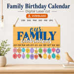 Family Birthday Calendar Laser Cut File | Birthday Reminder Board SVG | Digital Download - Image 2